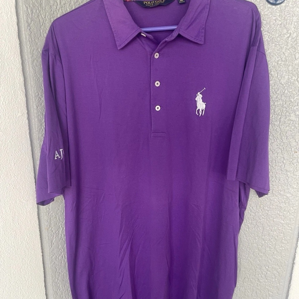 Ralph Lauren Polo Golf Vintage Lisle Short Sleeve Shirt Mens XL Purple - Picture 2 of 11